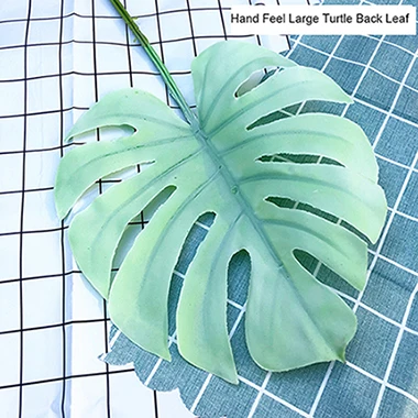 White Искусственный Monstera ветка Пальма папоротник черепаха лист 70 см длинный мягкий клей искусственная листва листья для украшения дома Пальмовые Листья - Цвет: White