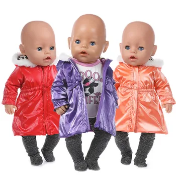 

Fit 18 inch 43cm American Born New Baby Girl Doll Clothes Red Pink Purple Plush 2-piece Down Jackets Suit For Baby Birthday Gift