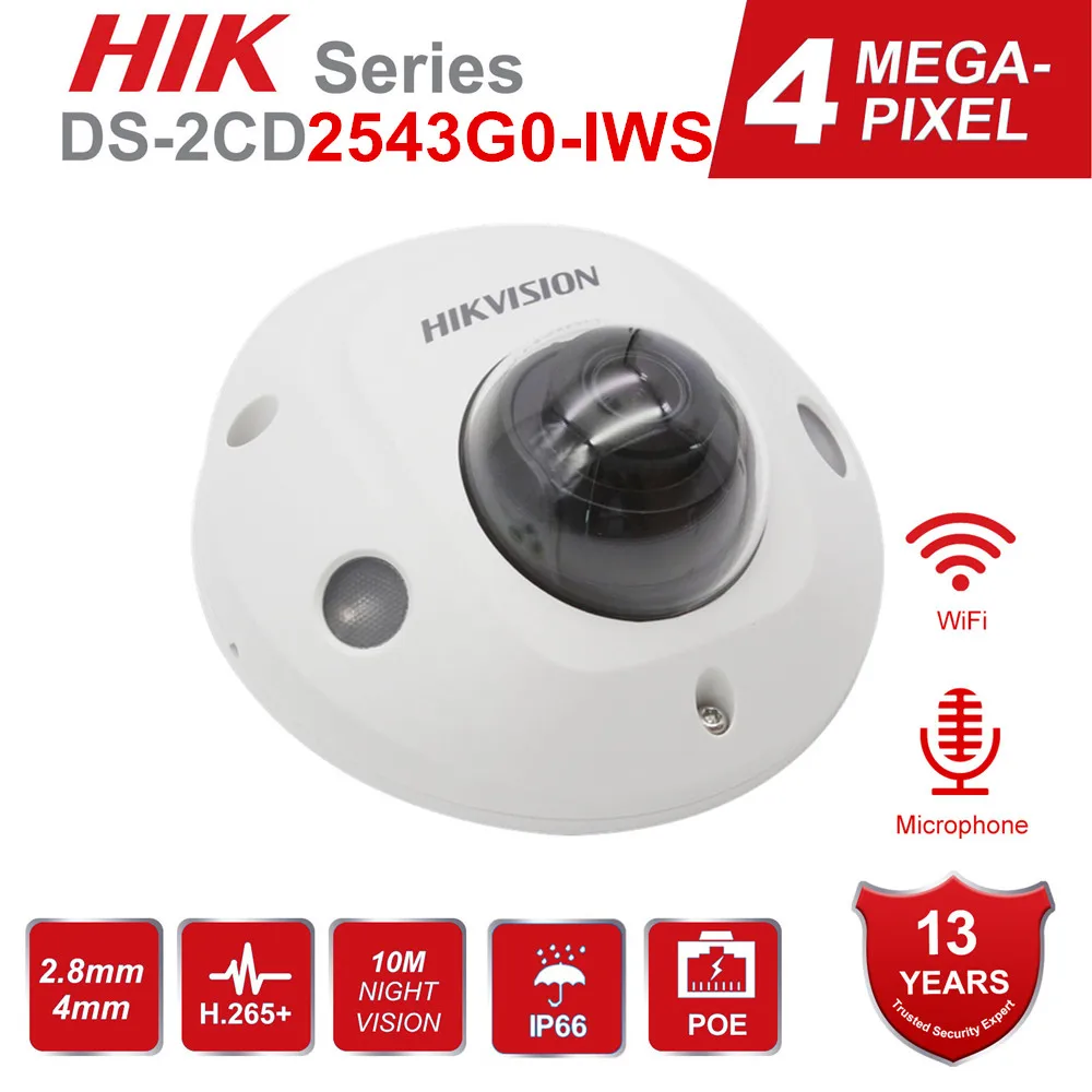 Hikvision IP Wi Fi Камера DS 2CD2543G0 IWS 4MP Беспроводной купольная ip камера видеонаблюдения с