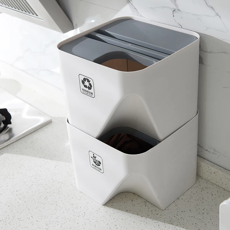 Кухонный мусорный бак для утилизации мусорное ведро сложенный бытовой отходов сортировочное отделение для сухого и мокрого мусорного бака для ванной комнаты WJ10242