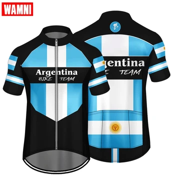 

WAMNI Cycling Jersey Man Mountain Bike Clothing Quick-Dry Bicycle Short Sleeve Argentina Bike team Uniform Cycling Wear
