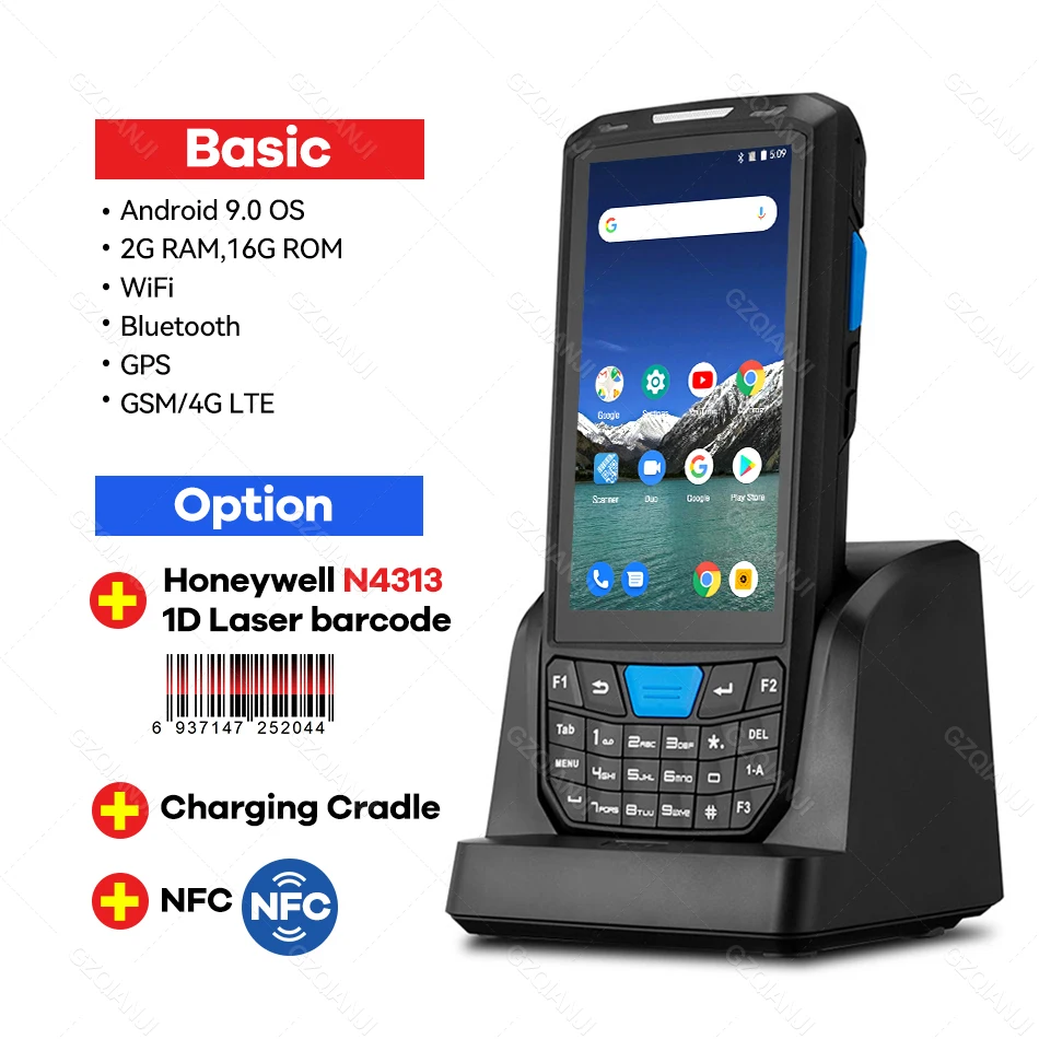 hand scanner Android 9.0 PDA Barcode scanner 1D 2D QR code Honeywell Newland Scanner IP66 Wifi 4G 4.5'' screen keyboard NFC PDA Data Terminal canon scanner Scanners