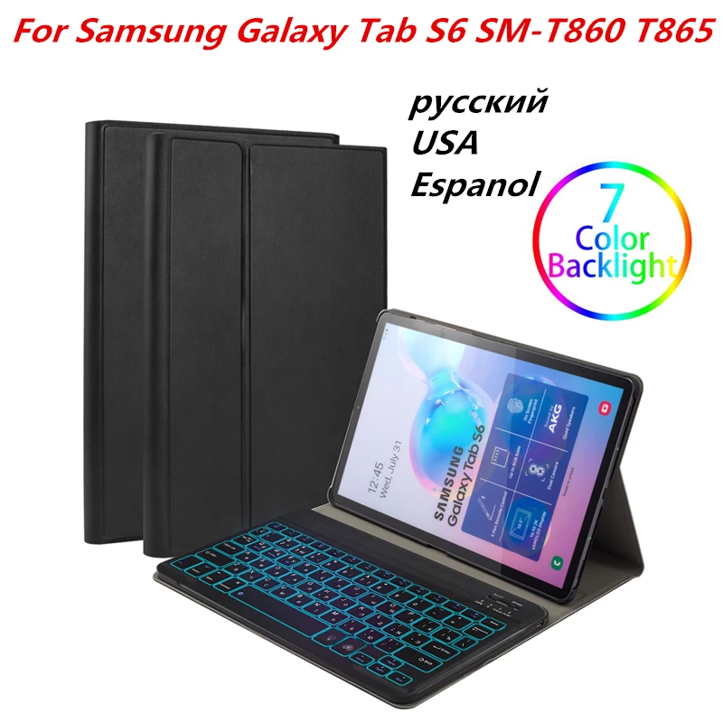 Colorful Backlit Russian USA Spanish Keyboard For Samsung Galaxy Tab S6 10.5