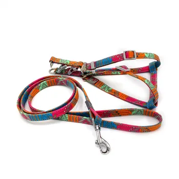 

Dog Collar Pet Dog Leash and Collar Durable Korean Canvas Explosion-proof Colorful Printed Pet Chest Strap Traction Supplies