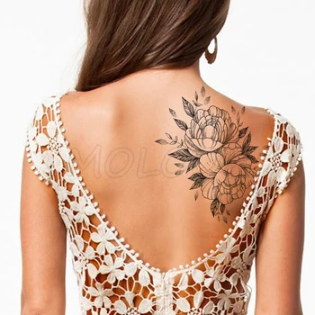 

Temporary Tattoo Stickers Romantic Sexy Peony Flowers Fake Tatto Waterproof Tatoo Back Leg Arm Belly Big Size for Women Men Girl