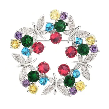 

Copper Micro Inlaid Zircon Butterfly Wreath CZ Brooch All-match Clothing Delicate Jewelry Accessories Korean Trend Creative Gift