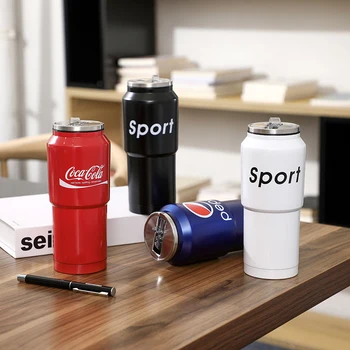 

Stainless Steel Portable Male And Female Students Straw Cups Creative Personality Trend Cans Insulated Cup Net Red Water Cup