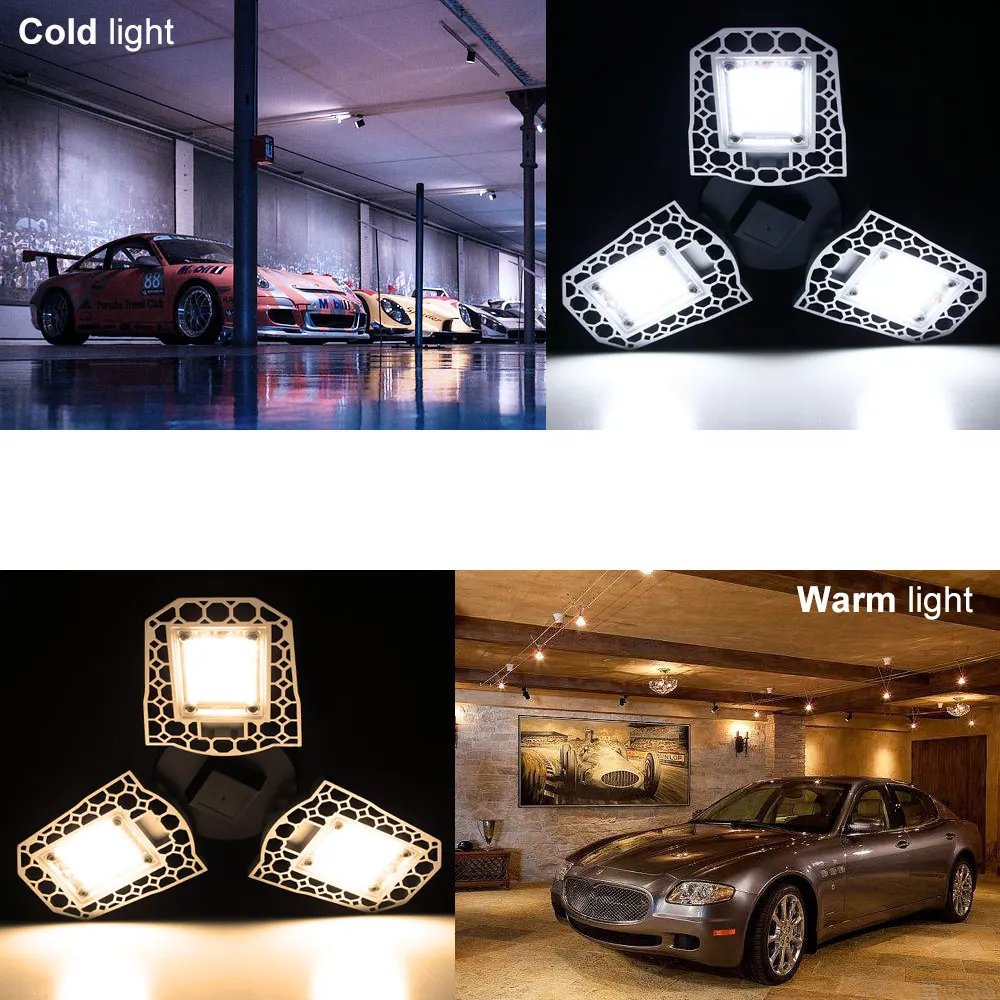 100W Led Garage Light E27 Led Deformable Lamp 85-265V Industrial Lighting LED Smart Sensor Waterproof Light Bulb for Warehouse