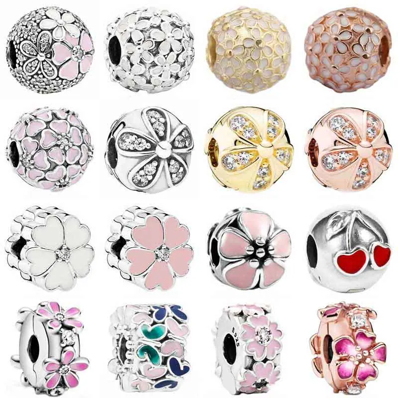 Daisy Meadow Poetic Blooms Fixed Primrose Flower Butterfly Clip Charm 925 Sterling Silver Bead Fit fashion Bracelet DIY Jewelry | Украшения