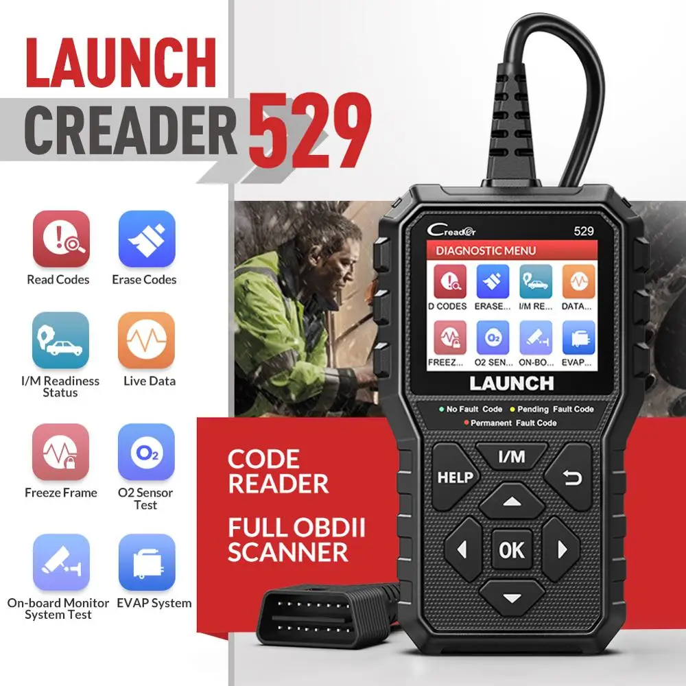 Диагностический сканер LAUNCH CR529 Creader 529 OBD2 для диагностики светильник еля |