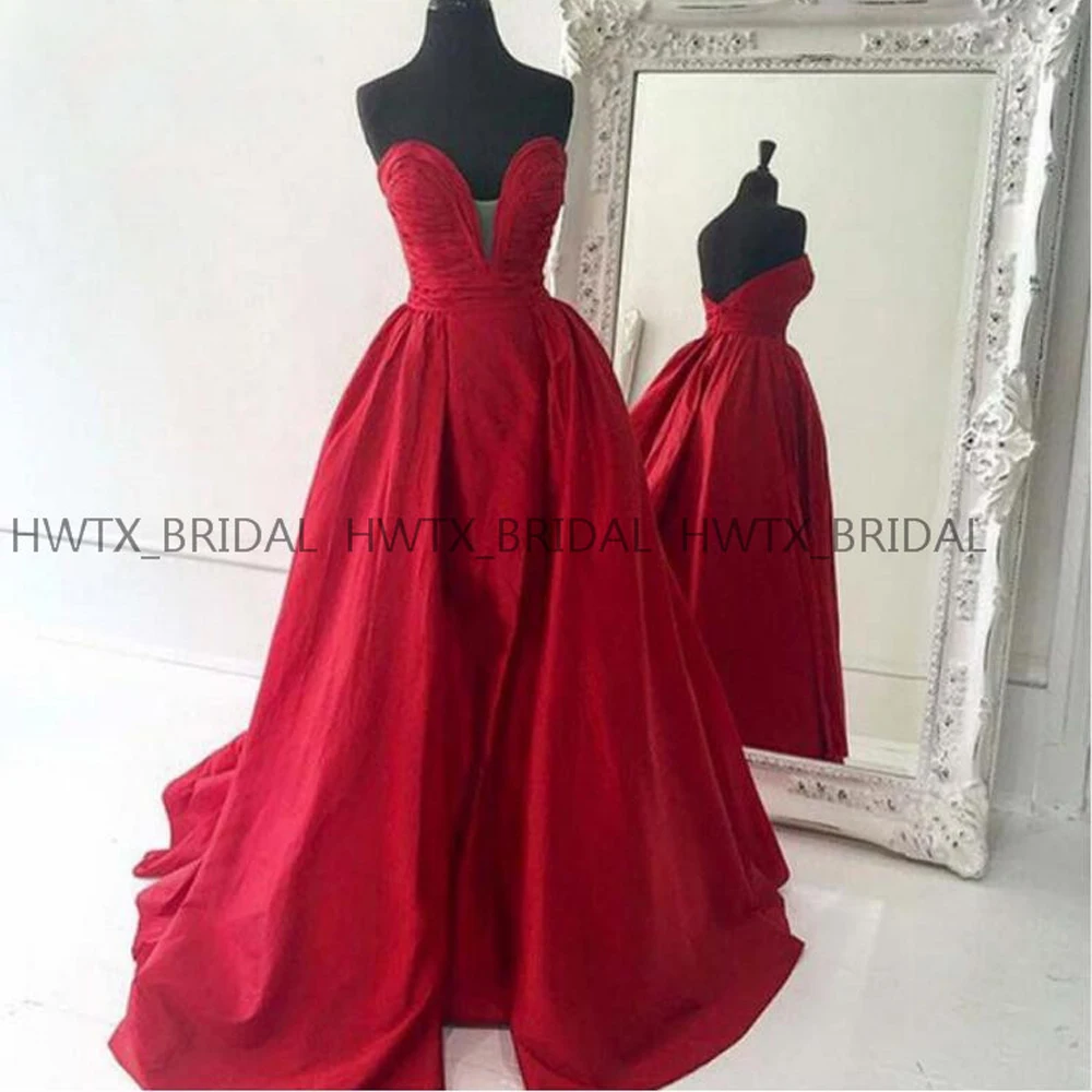Vestidos de fiesta de noche Красного размера плюс длинное вечернее платье милое ТРАПЕЦИЕВИДНОЕ платье из тафты, вечерние платья