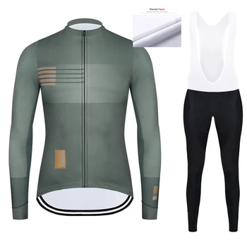 

Men Winter Team Cycling Jersey Thermal Fleece Cycling Set Racing Long Sleeve Jersey MTB Bicycle Clothing Bib Gel Bike Pants Suit