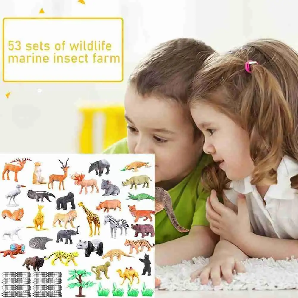 53 шт./компл. мультяшная Имитация животных мини-животные мир игрушка для детей