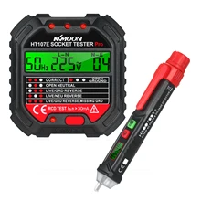 Verificador de tensão digital do lcd do lápis do teste do teste de habertest ht100p verificador da tomada de gfci com indicação da tensão 90-250v