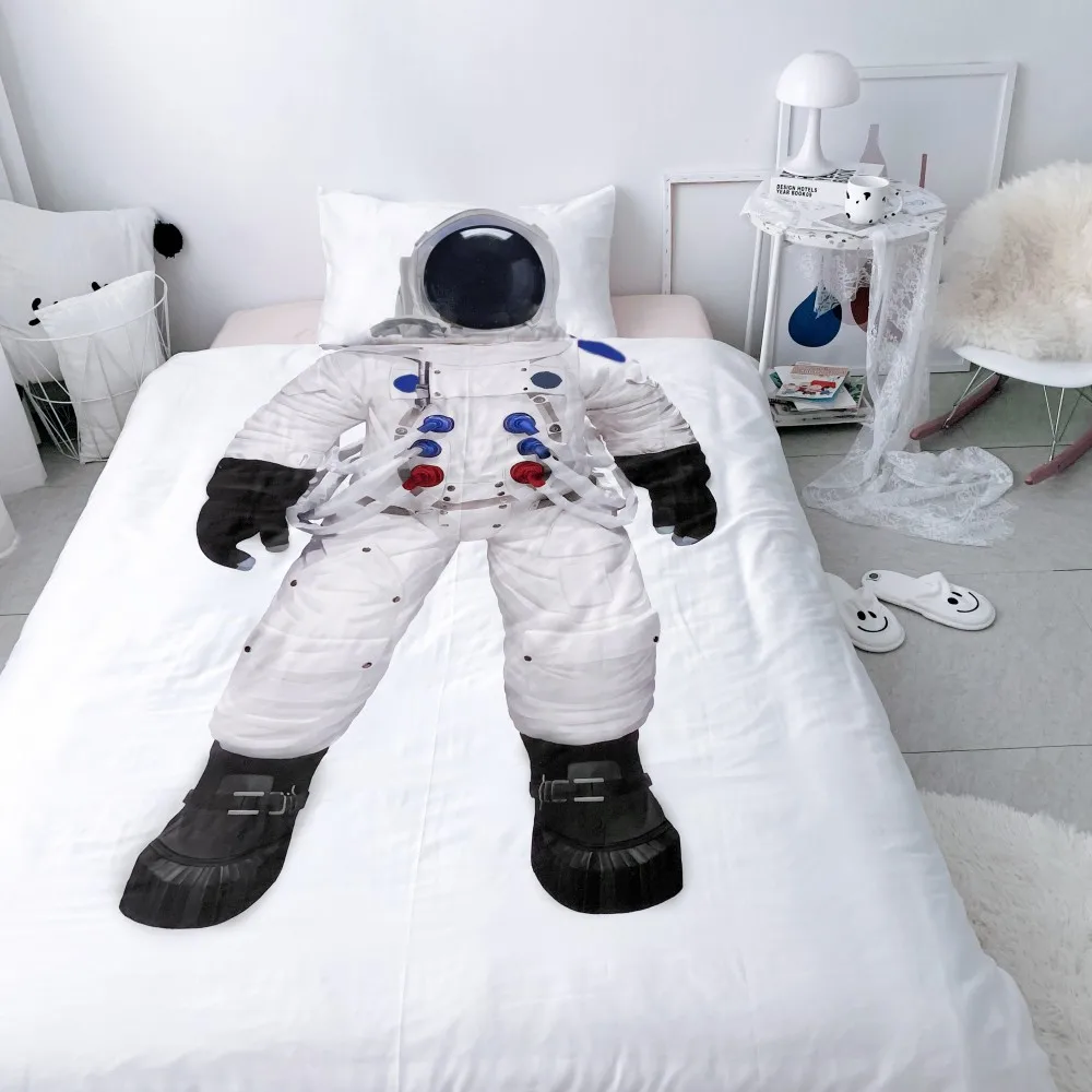 Cartoon Child Astronaut Comforter Cover Pillowcase Custom Single Polyester Luxury Soft Bedding Set 2 Piece for Teens Boys Adult | Дом и сад