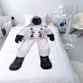 

Cartoon Child Astronaut Comforter Cover Pillowcase Custom Single Polyester Luxury Soft Bedding Set 2 Piece for Teens Boys Adult