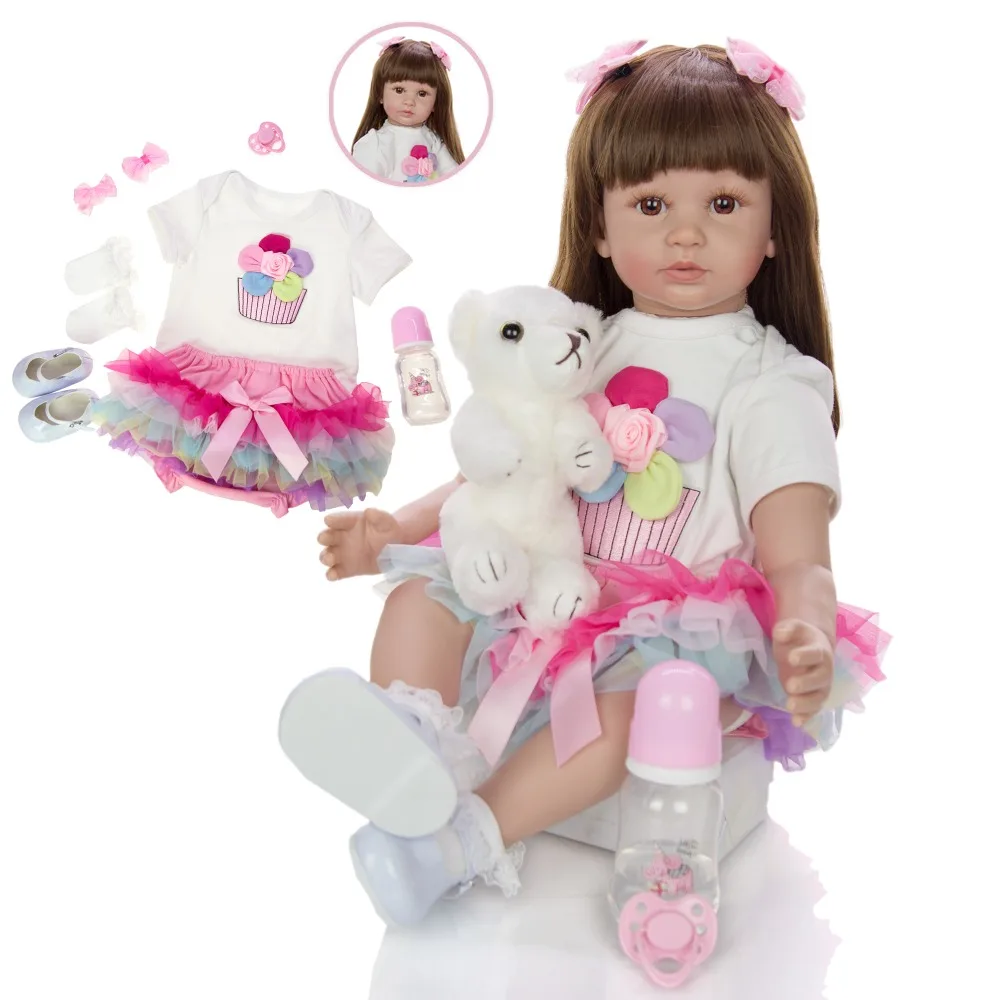 

KEIUMI 60cm big size reborn toddler princess Silicone vinyl adorable Lifelike Baby Bonecas girl bebe doll reborn menina