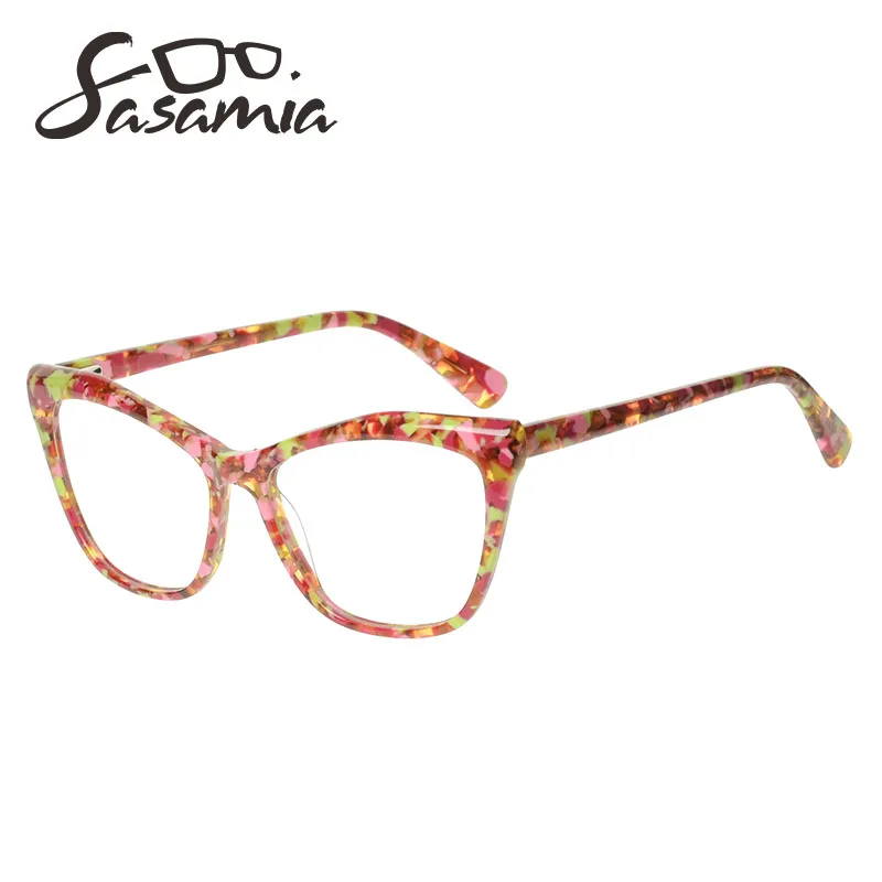 SASAMIA, оправа для очков, женские очки, прозрачные очки по рецепту, оптическая оправа, ацетат, очки для близорукости - Цвет оправы: WD2050c6