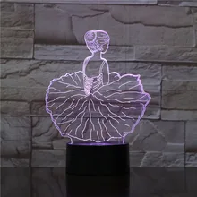 Одинокая девочка танец балет светодиодный акриловый ночник с 7 цветами сенсорный пульт дистанционного управления Иллюзия изменение дропшиппинг 3D-1809