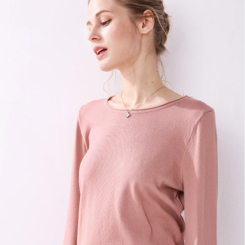 Розовый LHZSYY 2019Autumn Winter New Women's Curling Neck Neck Knit Short Sweater Fashion Solid Color Wild Pullover Warm Bottoming Shirt - Цвет: Розовый