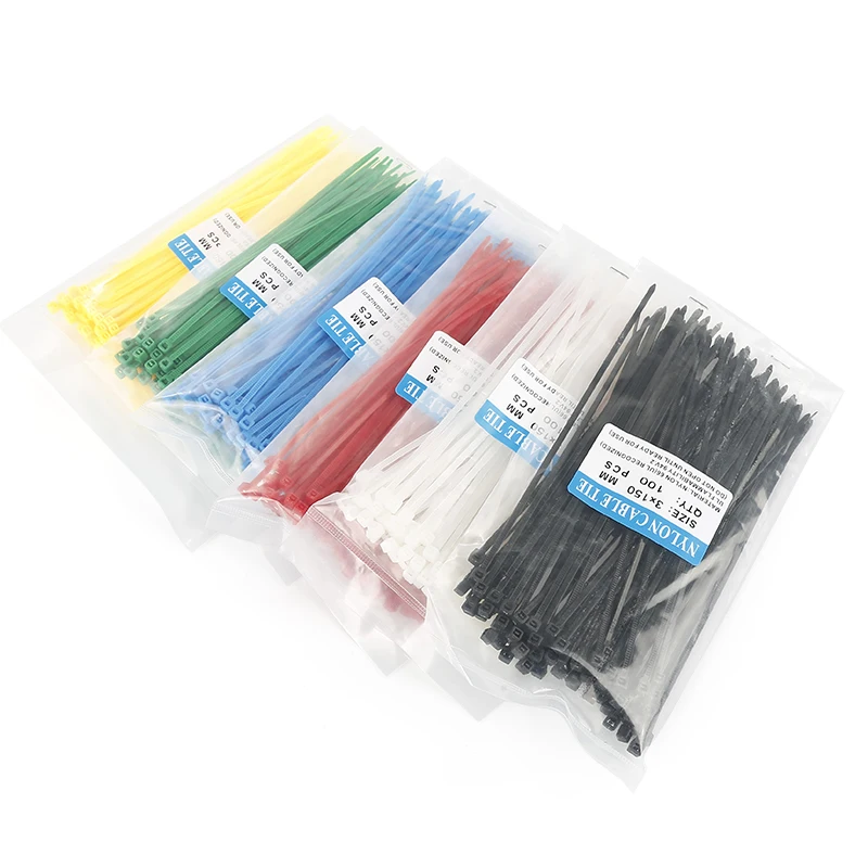 

100pcs/bag 6Color 3mmx150mm Self-Locking Nylon Wire Cable Zip Ties Cable Ties White Black Organiser Fasten Cable
