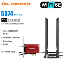 Carte réseau sans fil Intel AX210 wi fi 6e, 5374 mb/s, Bluetooth 5.2, double bande, 2.4G/5GHz, 802, 11AX/AC, PCI Express, adaptateur PC