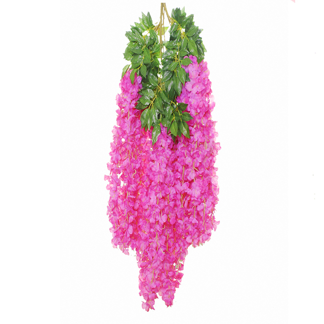 Pcs/Lot 110 CM Wisteria Artificial Flower Silk Vine Garland Hanging for Wedding Party Garden Outdoor Greenery Office Wall