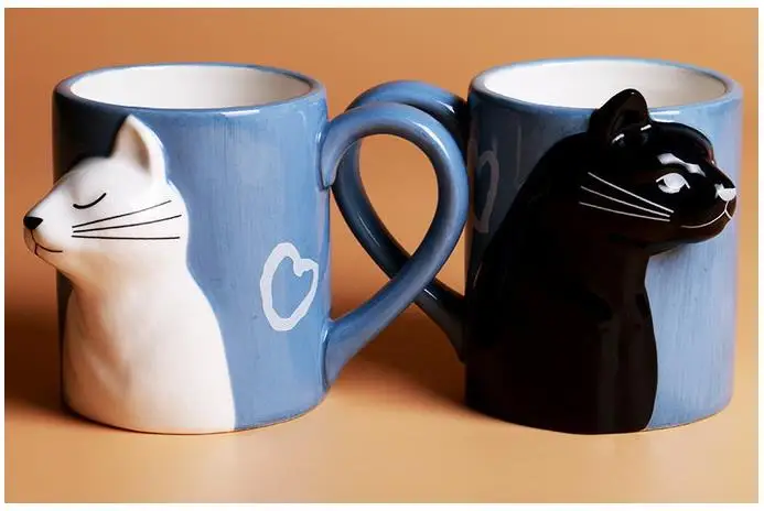 Парные кофейные кружки с котом, чашки и кружки для влюбленных, креативная посуда для напитков