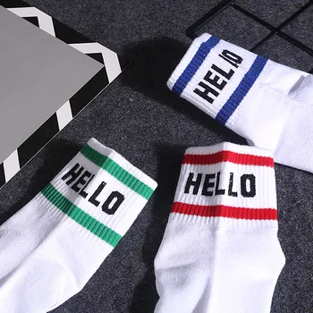 

Women Cotton Socks Funny Hip-Hop Street Boom Color Letters Spring Solid Striped Sport Casual Crew