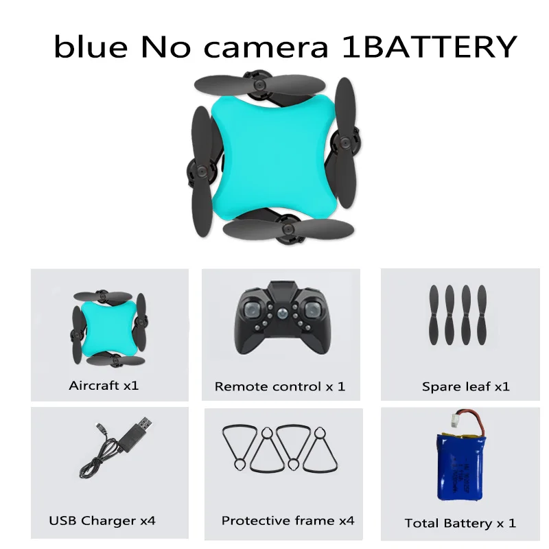 blue Nocamera 1B Bag KY902S мини-Дрон 4k HD камера креативный DIY дизайн пять цветов RC складной Квадрокоптер пульт дистанционного управления игрушка для детей - Цвет: blue Nocamera 1B Bag