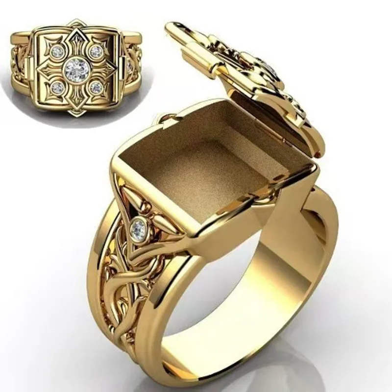 

European and American Style Cross Open Cap Pattern Copper Rings For Men Engagement Wedding Party Male Ring Jewelry