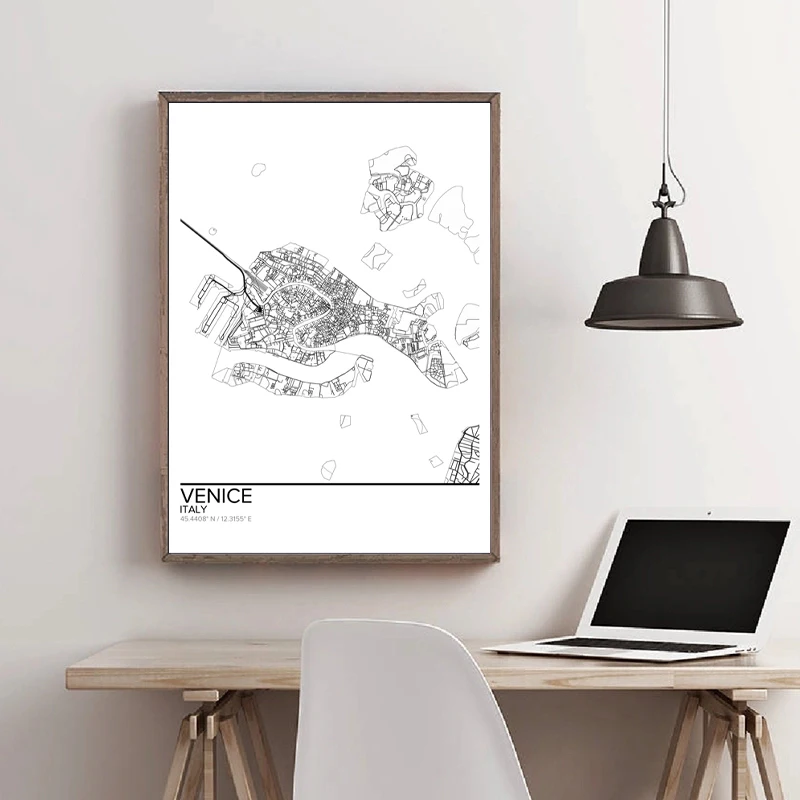 Black-White-Venice-City-View-Photo-Poster-Print-Italy-Travel-Gift-Venice-Map-Canvas-Painting-Wall (2)