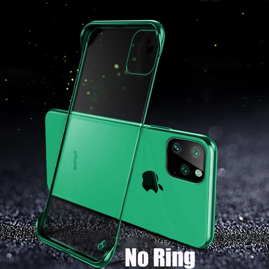 Для iPhone 11 Pro Max X XS Max XR 7 8 Plus 6 6s Plus Мода 6,1 5,8 6,5 покрытие прозрачное бескаркасное жесткое кольцо для ПК - Цвет: Зеленый
