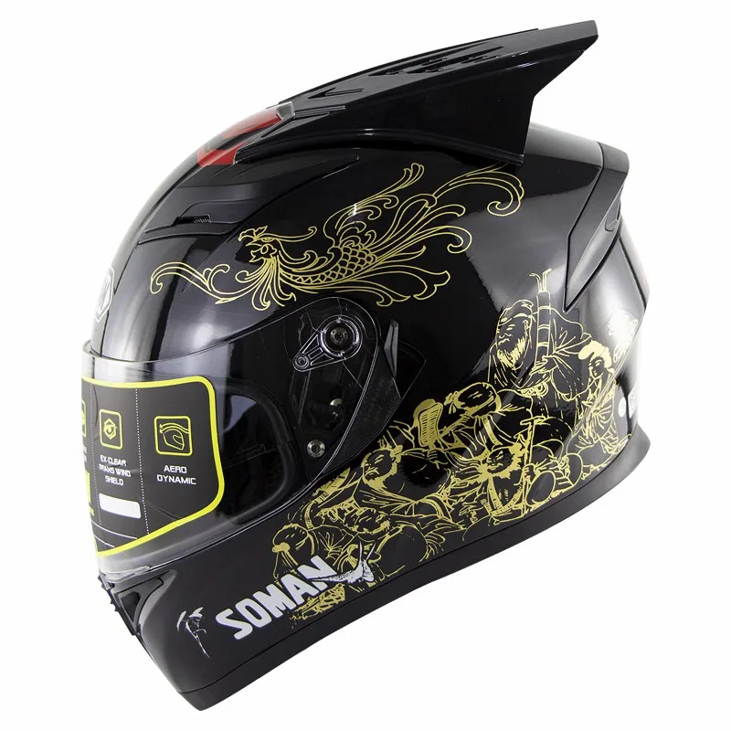 Casco moto ECE рожок для велосипеда двойные забрала cascos para moto rbike Велоспорт Шлем Capacete спойлер гоночный moto rcycle анфас шлем каска - Цвет: 8 Immortal black