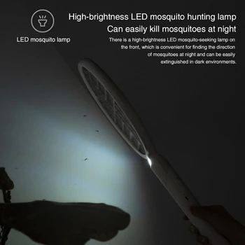 

2 In 1 Bedroom Electric Mosquito Swatter With LED Light Home Office Fly Bug Killer USB Charging Multifunctional Foldable