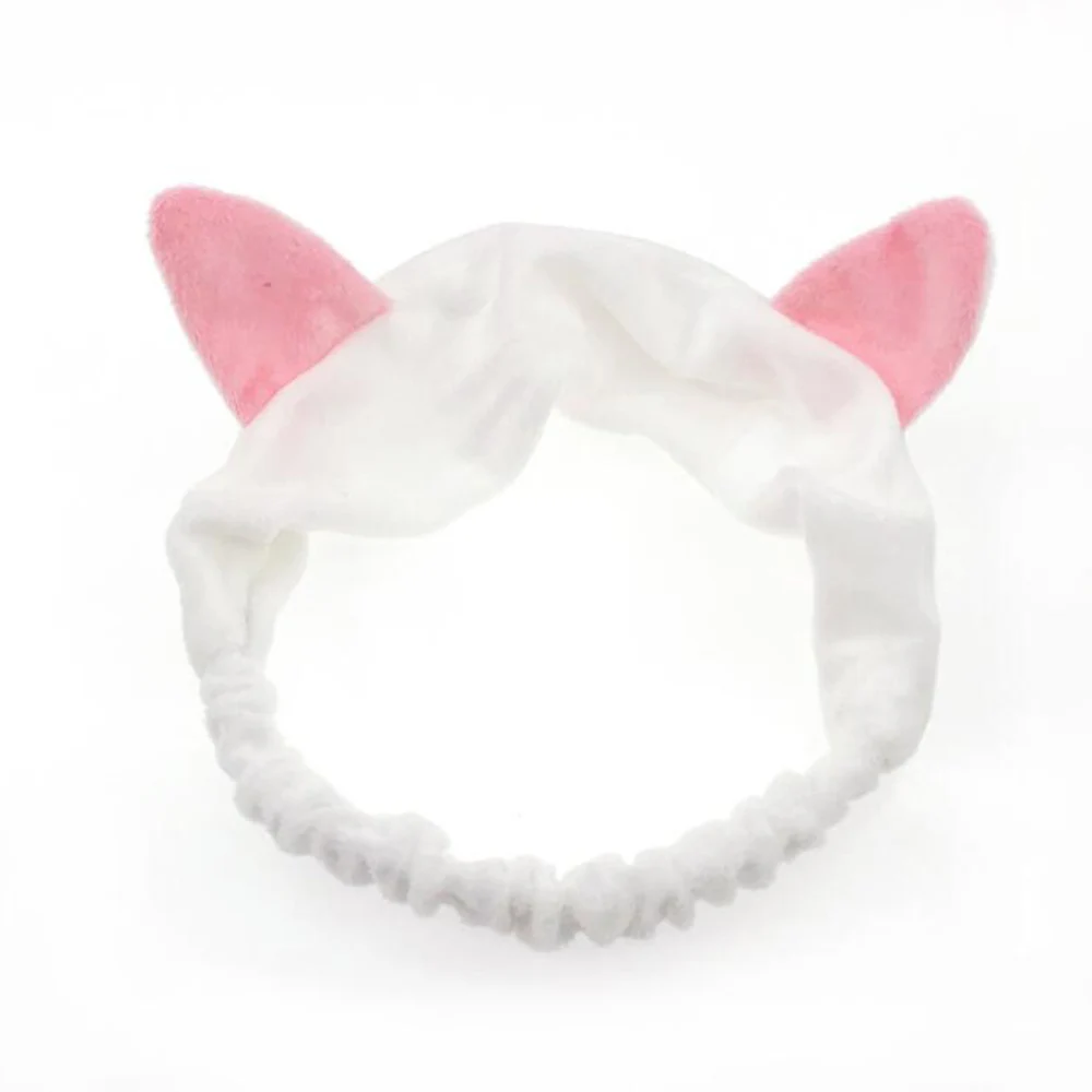 Ear White Новые буквы ОМГ повязки для женщин девочек лук мыть лицо тюрбан макияж эластичные резинки для волос коралловый флис аксессуары для волос - Цвет: Ear White