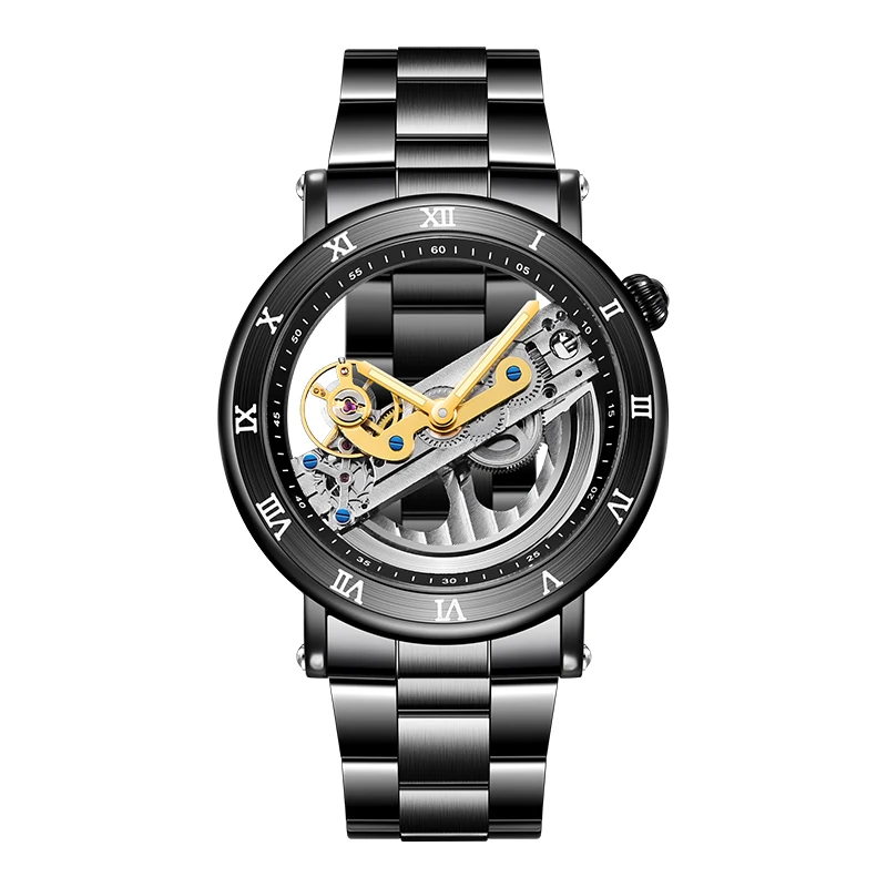 Роскошные Брендовые мужские механические часы FORSINING, Мужские автоматические часы со скелетом, спортивные наручные часы - Цвет: black