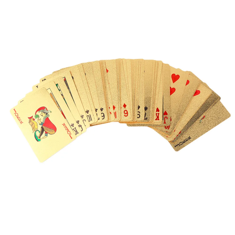 Евро шаблон игральные карты 24k позолоченный полный стол для покера чистый с деревянной коробкой Рождественский подарок