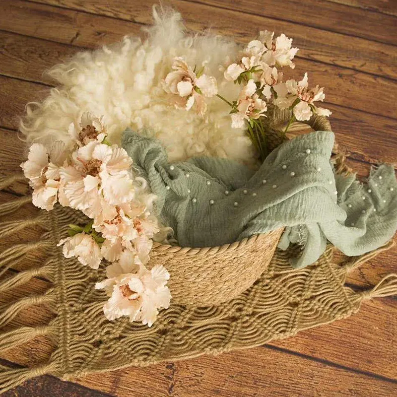 Newborn Photography Props Photography Accessori Natural Straw Hand-woven Basket Fotografia Infantil Baby Milestone Photo Shoot patchi baby souvenirs