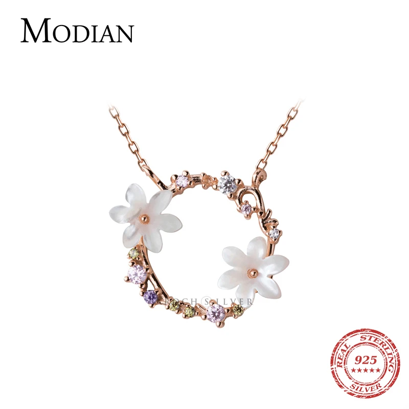 Modian, Новое поступление, настоящее 925 пробы, серебряная керамика, эмаль, шарм, розовое золото, цвет, ожерелье, подвески для женщин, S925, хорошее ювелирное изделие