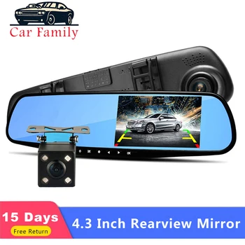 

Car Family 4.3 Inch Full HD 1080P Car DVR Camera Auto Rearview Mirror Digital Video Recorder Dual Lens Registratory Recorder
