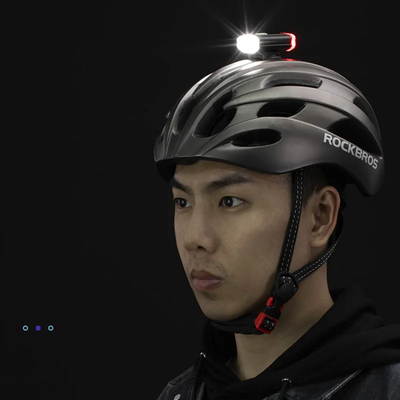 Sale ROCKBROS Cycling Bike Light Duplex Integrates Both Headlight and Safety Light USB Rechargeable MTB Helmet Front Handlebar Light 1