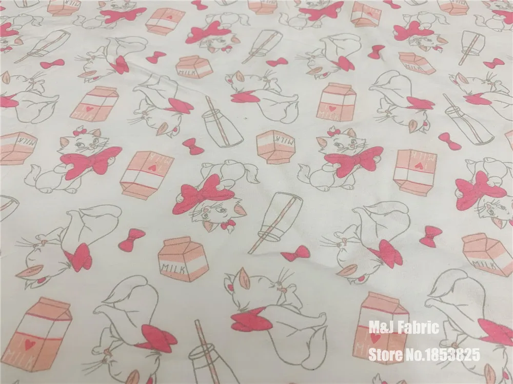 50*170 см, эластичная трикотажная хлопковая ткань с рисунком кота Марии для шитья своими руками, Лоскутная Одежда для маленьких девочек, рубашки, пижамы, шапка, шитая ткань
