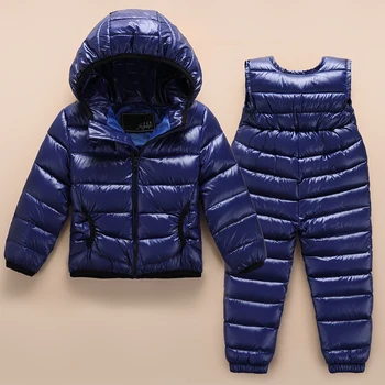 

2020 Winter Children Suit Baby Light Hooded Boys and Girls Chest Protector Strap Down Pants Kids Children Wear In Winter Suit