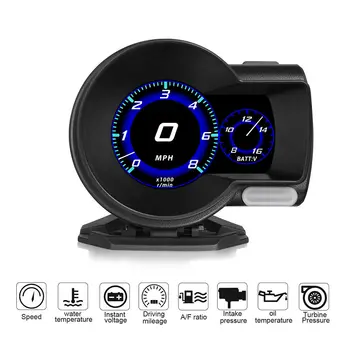 

Universal Profession HUD Digital Head Up Display Car OBD Boost Gauge Voltage Speedometer Water Temp Alarm Diagnostic Tool