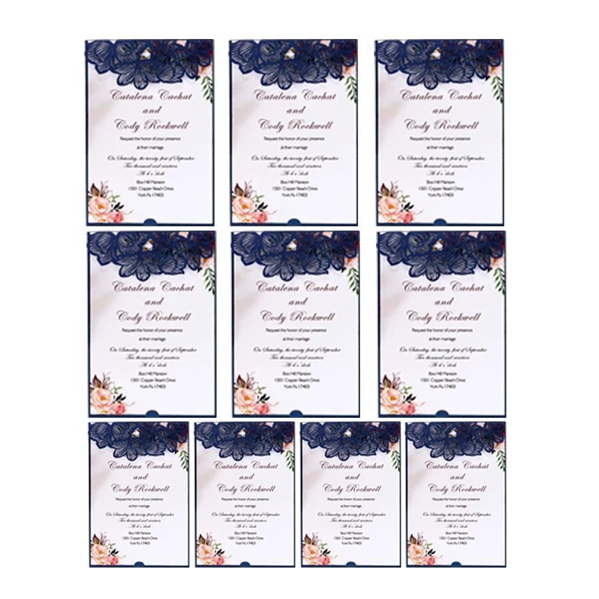 10 set Wedding invitation card included cover and inner page Elegant Laser Cut Greeting Card Party  - 4000294847579