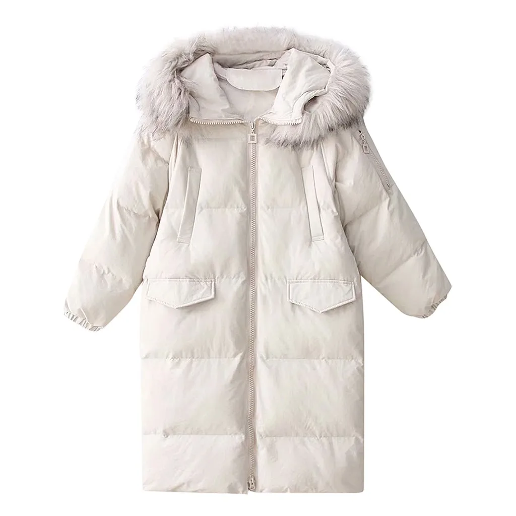 Женское зимнее повседневное пальто с капюшоном и длинным рукавом на молнии, теплая куртка с карманом