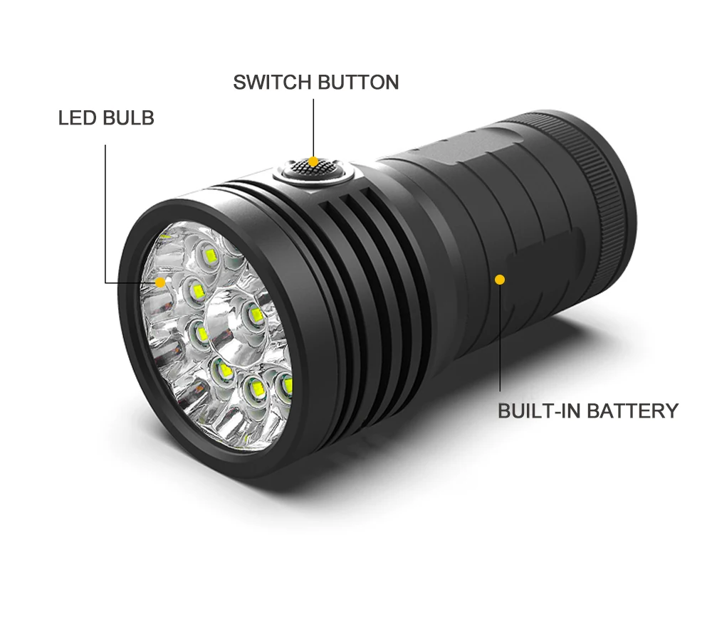 10400/4800 мАч встроенный аккумулятор Супер яркий светодиодный светильник-вспышка МОЩНЫЙ СВЕТИЛЬНИК-Вспышка водонепроницаемый фонарь-светильник USB Rechargeabl лампа