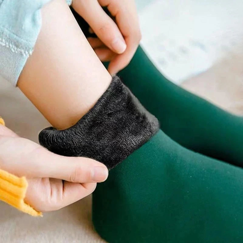 1Pair Winter Warmer Thicken Thermal Wool Cashmere Soft Snow Socks Velvet Boots Floor Sleep Socks for Women Men Black Sock