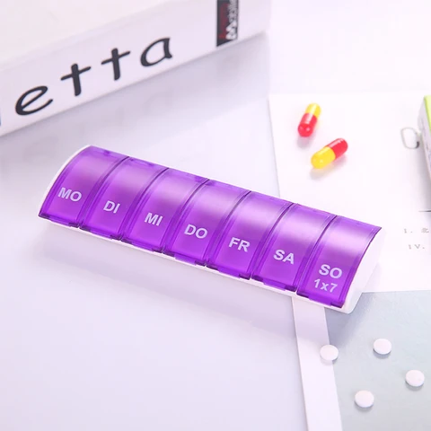 Container Case Pill Box Splitters 4 Colors 7 Days Weekly Tablet Pill Medicine Box Holder Storage Organizer